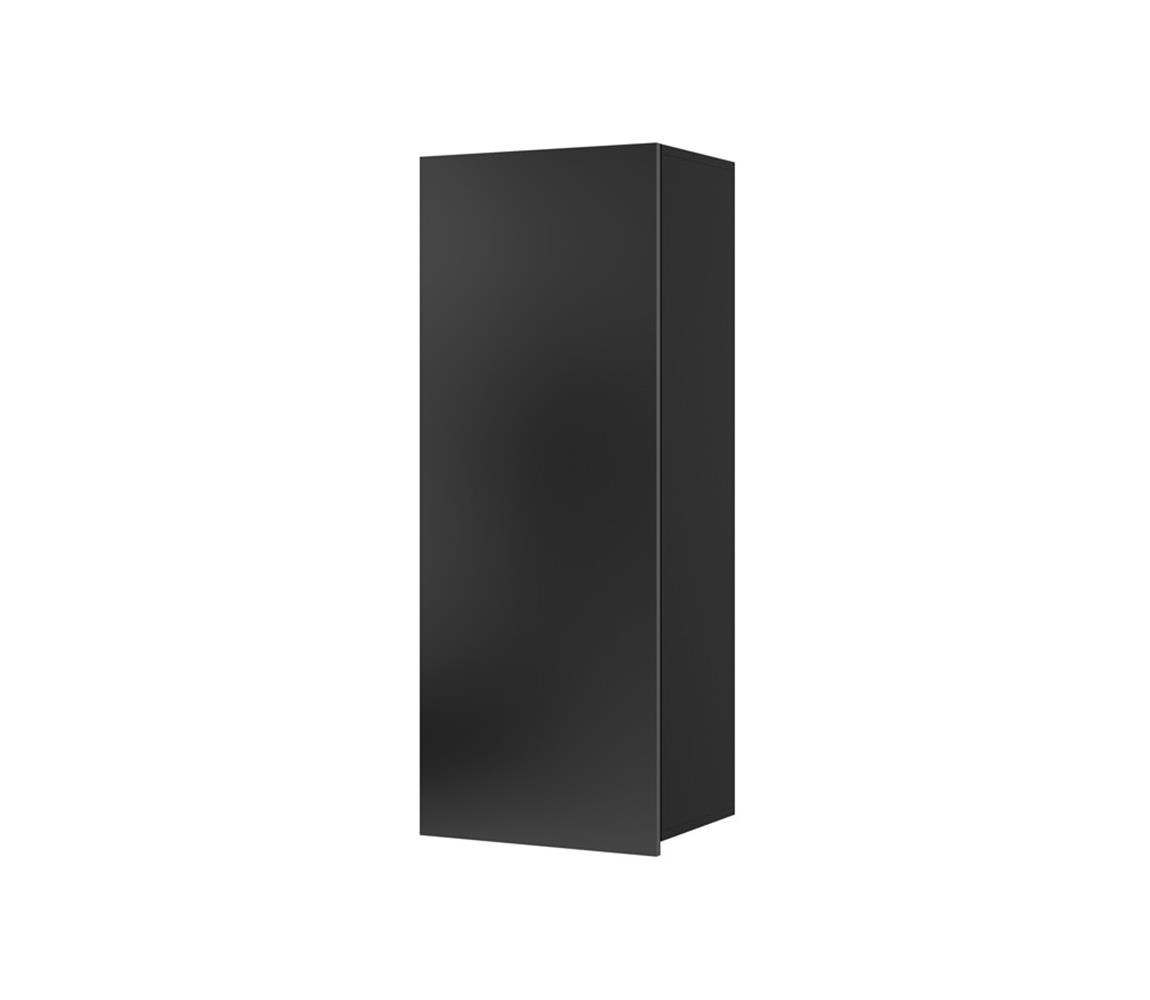 Konsimo Sp. z o.o. Sp. k. Nástěnná skříňka PAVO 117x45 cm lesklá černá/matná černá 