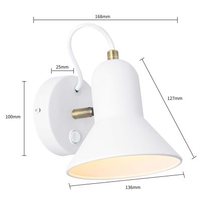 Nástěnné bodové svítidlo ASTAMA 1xE27/40W/230V bílá/mosaz