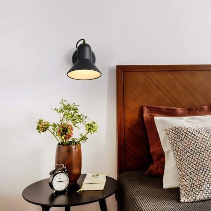 Nástěnné bodové svítidlo ASTAMA 1xE27/40W/230V černá/mosaz