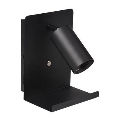 Nástěnné bodové svítidlo s poličkou a USB nabíječkou 1xGU10/35W/230V černá