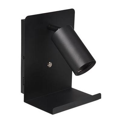 Nástěnné bodové svítidlo s poličkou a USB nabíječkou 1xGU10/35W/230V černá