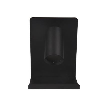 Nástěnné bodové svítidlo s poličkou a USB nabíječkou 1xGU10/35W/230V černá