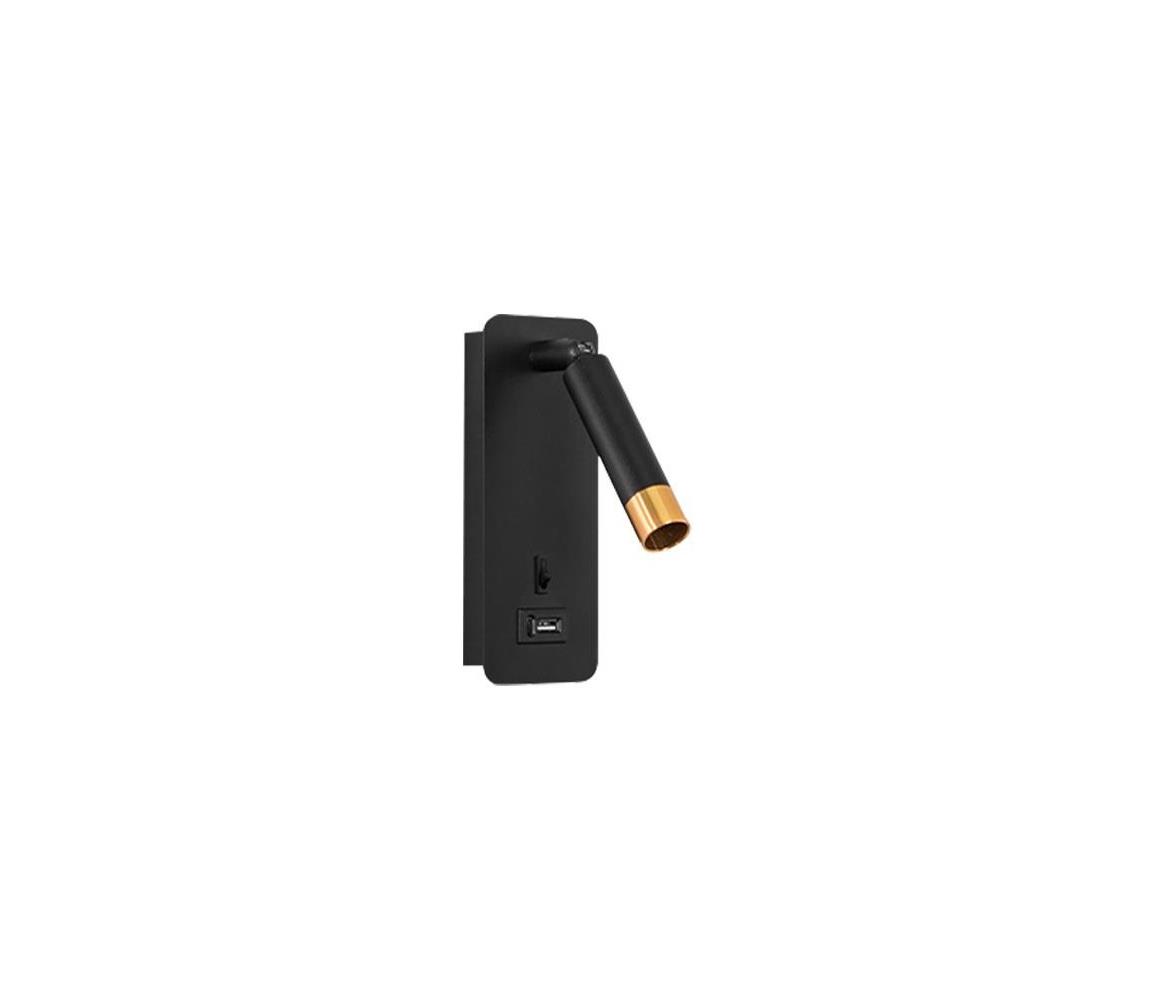 Illumaxx Nástěnné bodové svítidlo s USB nabíječkou 1xG9/35W/230V černá/zlatá OS0034