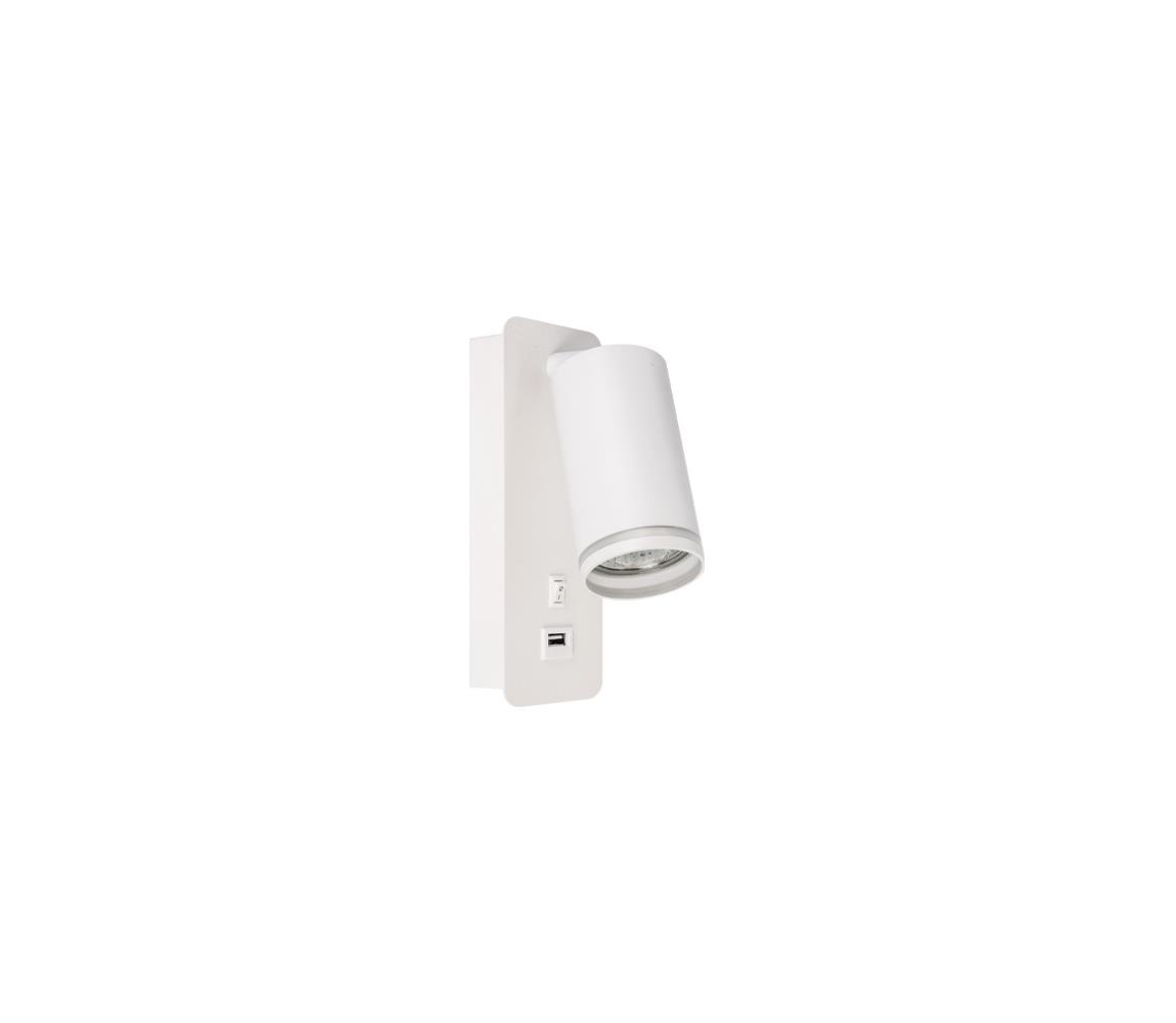  Nástěnné bodové svítidlo s USB nabíječkou 1xGU10/35W/230V bílá 