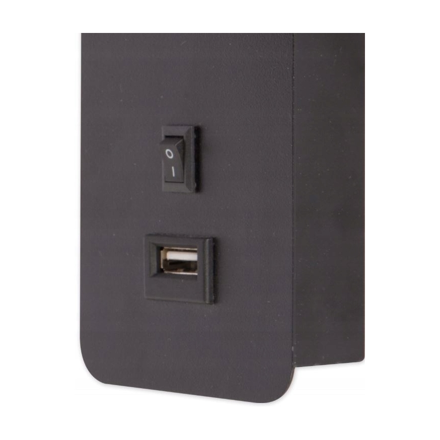 Nástěnné bodové svítidlo s USB nabíječkou 1xGU10/35W/230V černá