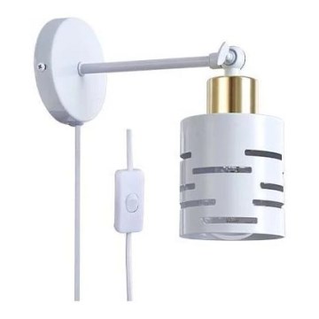 Nástěnné bodové svítidlo s vypínačem ELEN 1xE27/35W/230V bílá/zlatá