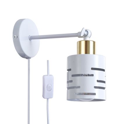 Nástěnné bodové svítidlo s vypínačem ELEN 1xE27/35W/230V bílá/zlatá