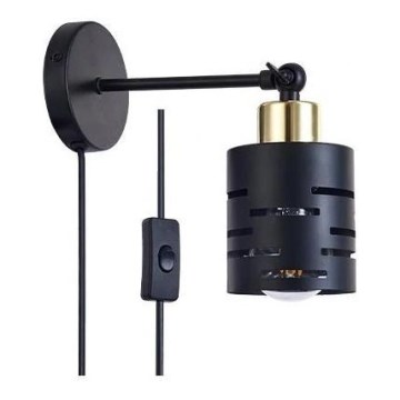 Nástěnné bodové svítidlo s vypínačem ELEN 1xE27/35W/230V černá/zlatá