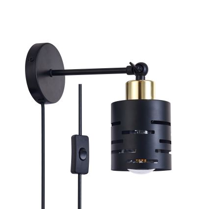 Nástěnné bodové svítidlo s vypínačem ELEN 1xE27/35W/230V černá/zlatá