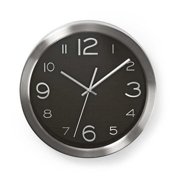 Nástěnné hodiny 1xAA/1,5V nerez 30 cm černá