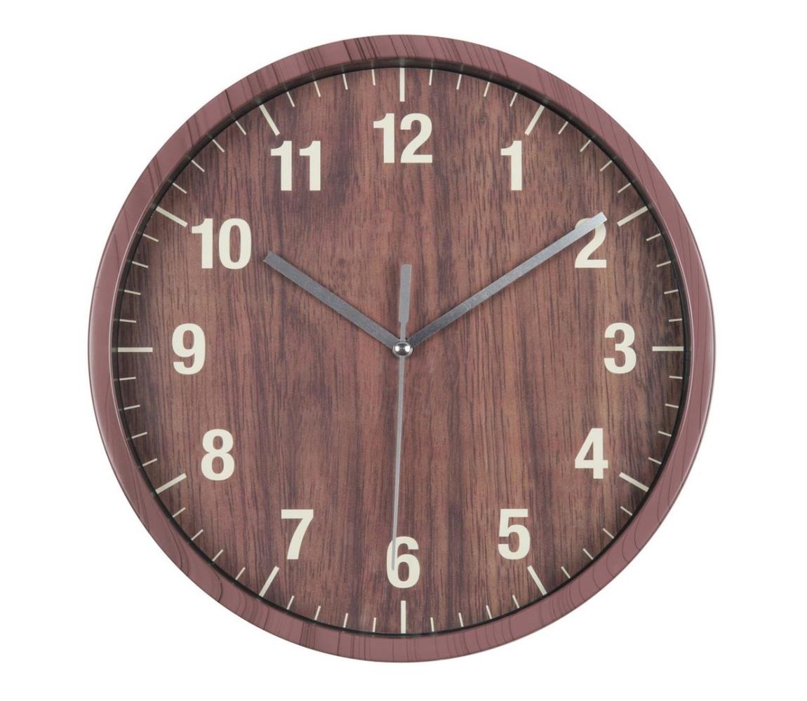 Secco Nástěnné hodiny 1xAA 25 cm hnědá FT0297