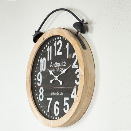 Nástěnné hodiny 1xAA pr. 50 cm béžová/černá