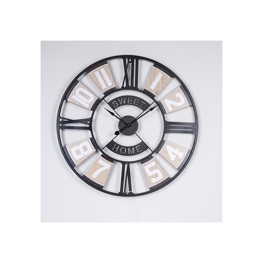 Nástěnné hodiny 1xAA  pr. 60 cm černá/béžová
