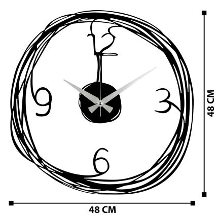 Nástěnné hodiny 48 cm 1xAA černá