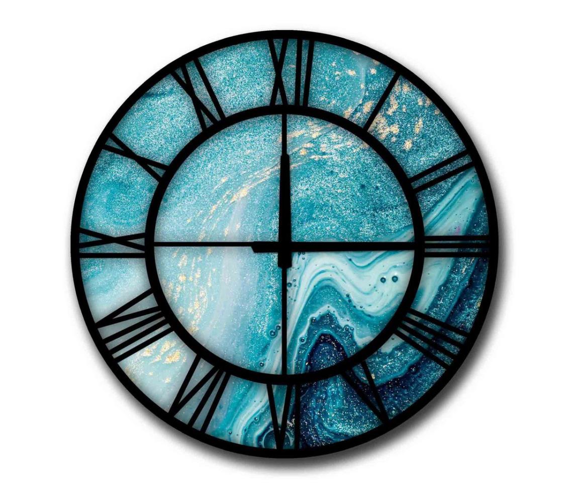 Asir Nástěnné hodiny 50 cm 1xAA černá/modrá AS1482