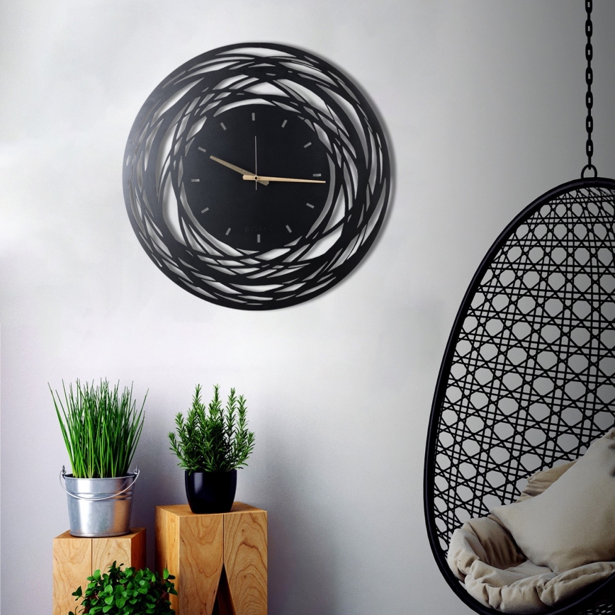 Nástěnné hodiny 50 cm 1xAA černá/zlatá