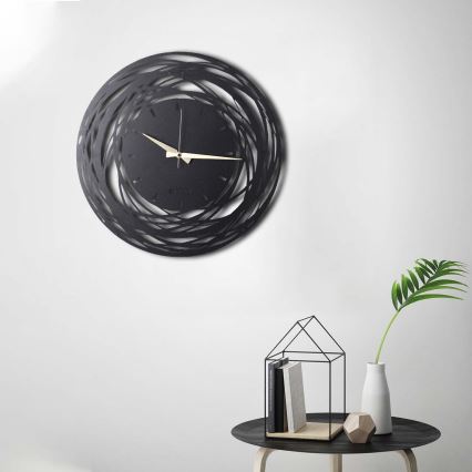 Nástěnné hodiny 50 cm 1xAA černá/zlatá