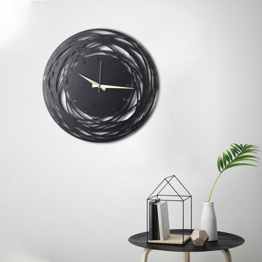 Nástěnné hodiny 50 cm 1xAA černá/zlatá