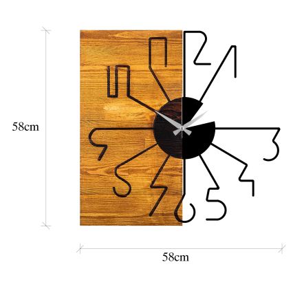 Nástěnné hodiny 58 cm 1xAA dřevo/kov