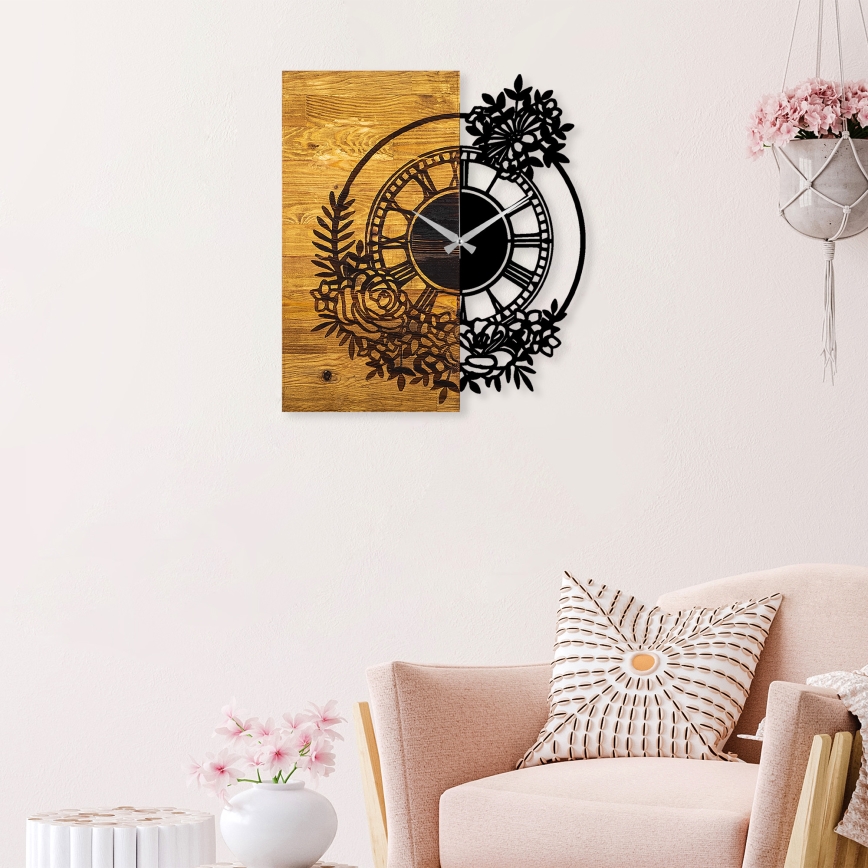 Nástěnné hodiny 58x51 cm 1xAA dřevo/kov