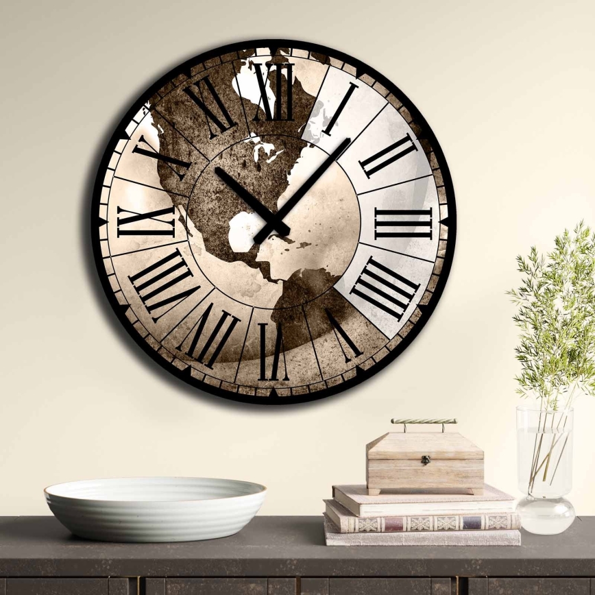 Nástěnné hodiny pr. 50 cm 1xAA hnědá