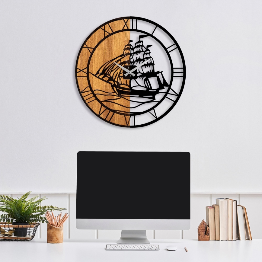 Nástěnné hodiny pr. 56 cm 1xAA dřevo/kov