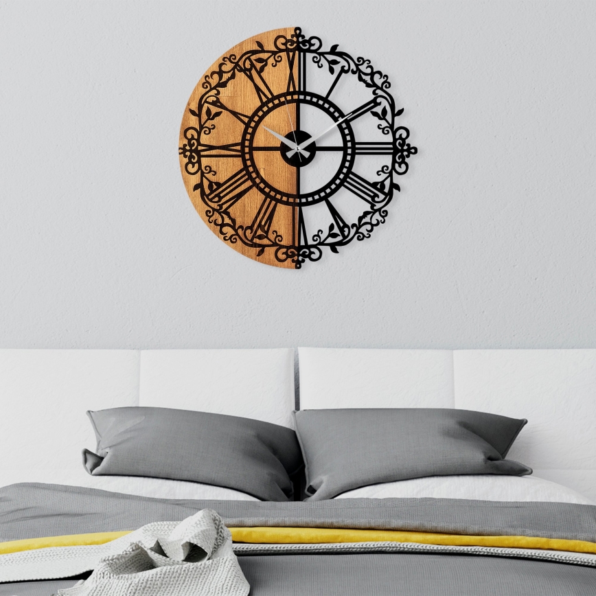 Nástěnné hodiny pr. 56 cm 1xAA dřevo/kov