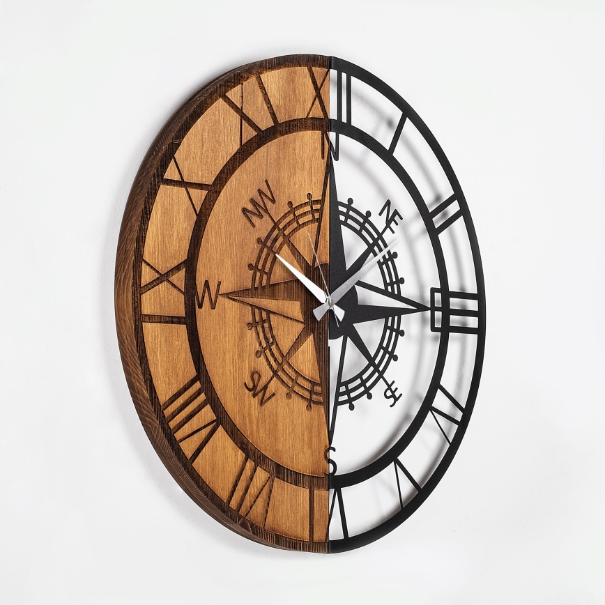 Nástěnné hodiny pr. 56 cm 1xAA dřevo/kov