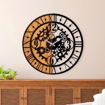 Nástěnné hodiny pr. 56 cm 1xAA dřevo/kov