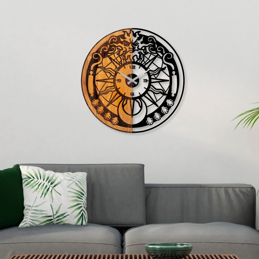 Nástěnné hodiny pr. 56 cm 1xAA dřevo/kov