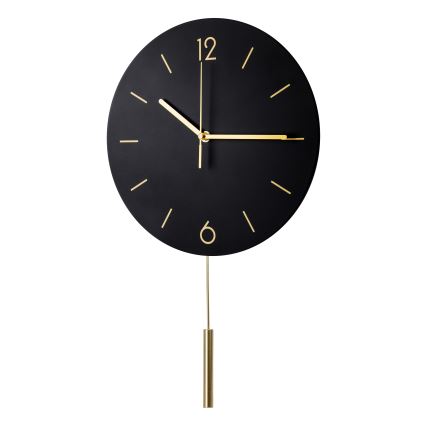 Nástěnné hodiny s kyvadlem pr. 30 cm 1xAA černá/zlatá