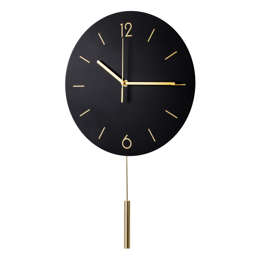 Nástěnné hodiny s kyvadlem pr. 30 cm 1xAA černá/zlatá