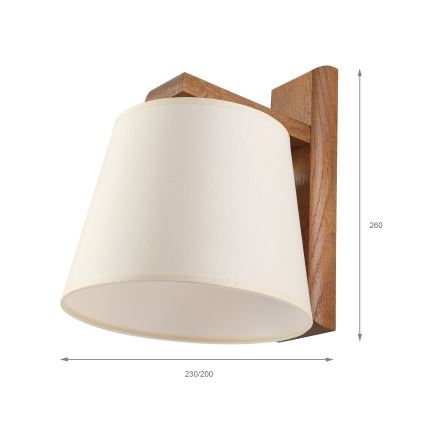 Nástěnné svítidlo AIDA 1xE27/15W/230V dub/krémová