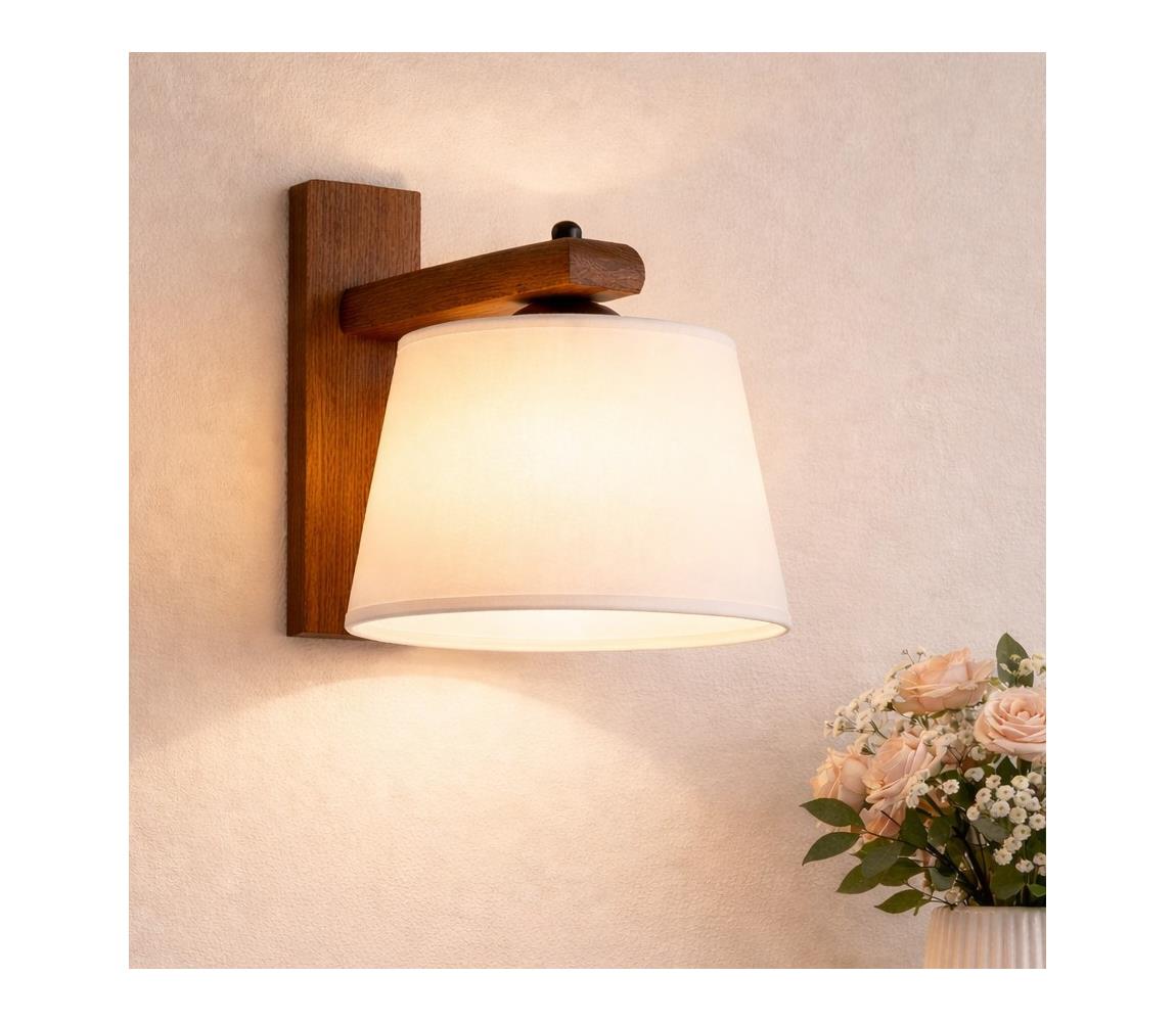 Nástěnné svítidlo AIDA 1xE27/60W/230V dub KM 1.98/DĄB ORZECH Hnědá,Bílá – Alasans