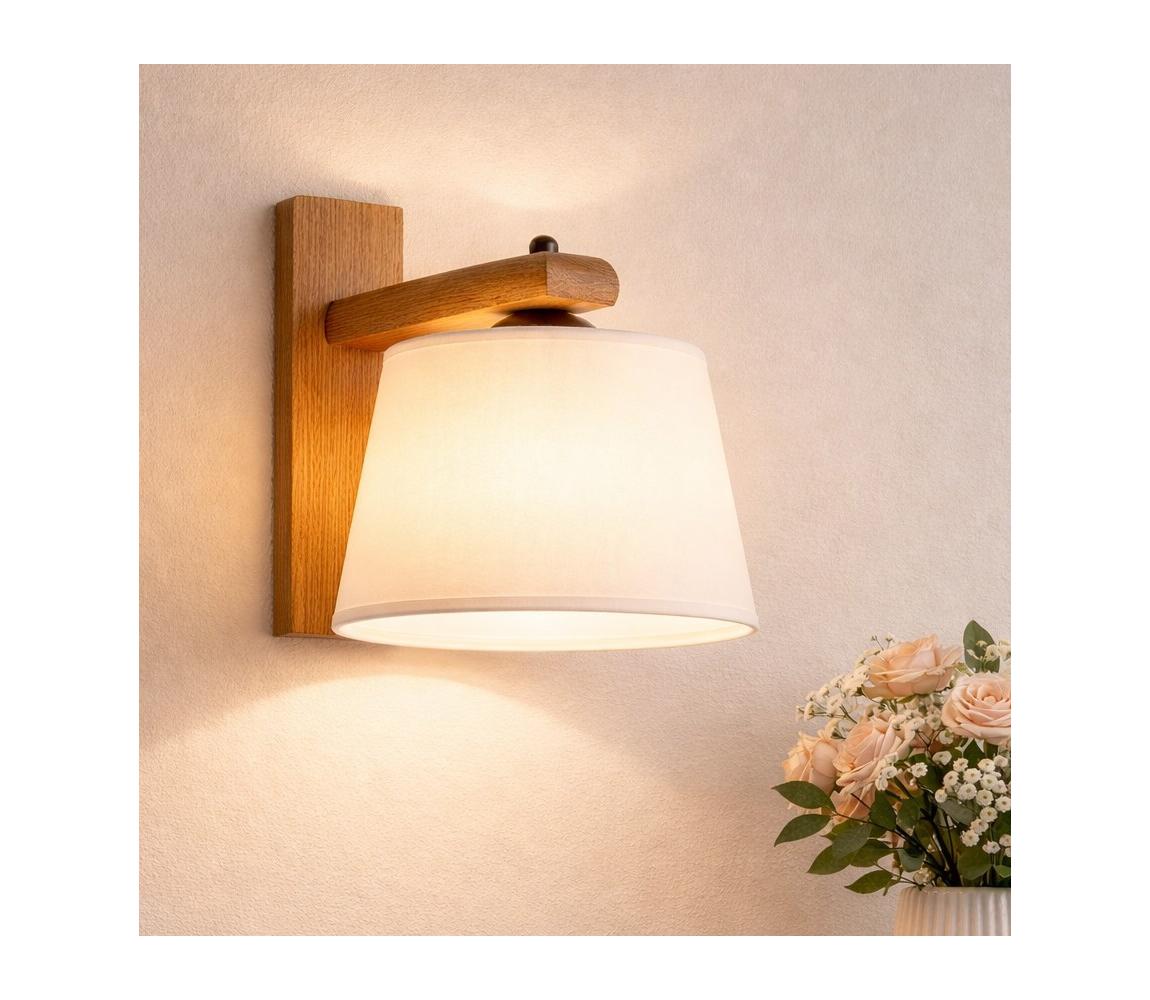 Nástěnné svítidlo AIDA 1xE27/60W/230V dub KM 1.98/DĄB RUSTIK Hnědá,Bílá – Alasans
