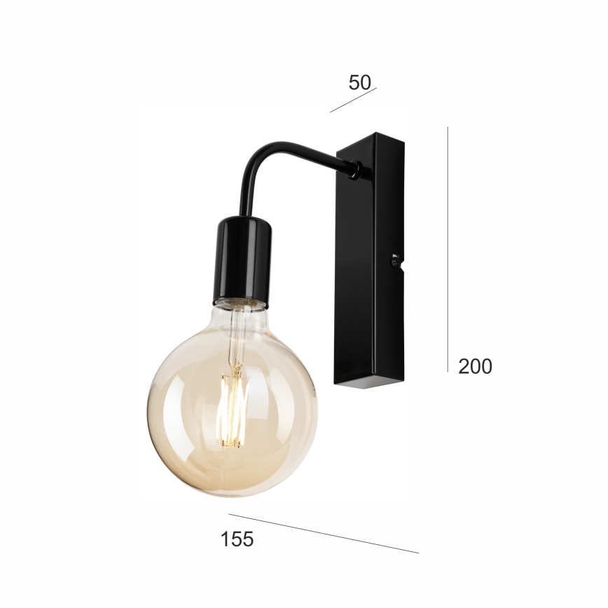 Nástěnné svítidlo ASTRID 1xE27/60W/230V lesklá černá