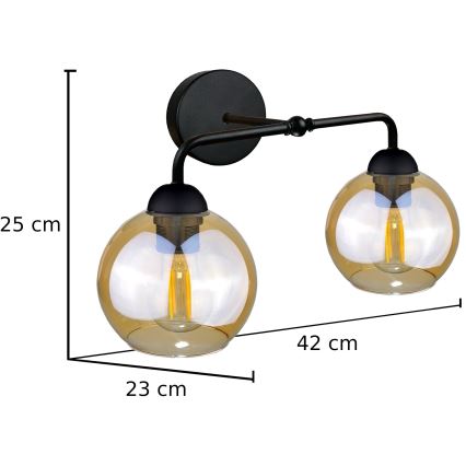 Nástěnné svítidlo MELLE BLACK 2xE27/60W/230V