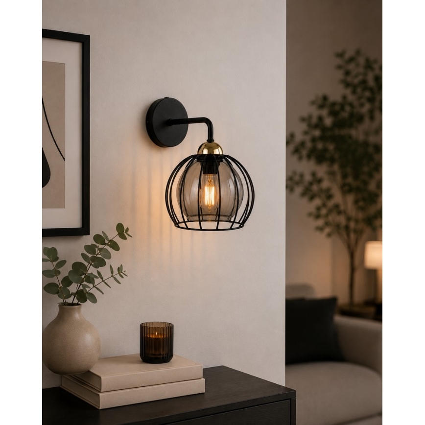 Nástěnné svítidlo SOLO BLACK 1xE27/60W/230V černá/zlatá