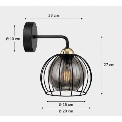 Nástěnné svítidlo SOLO BLACK 1xE27/60W/230V černá/zlatá