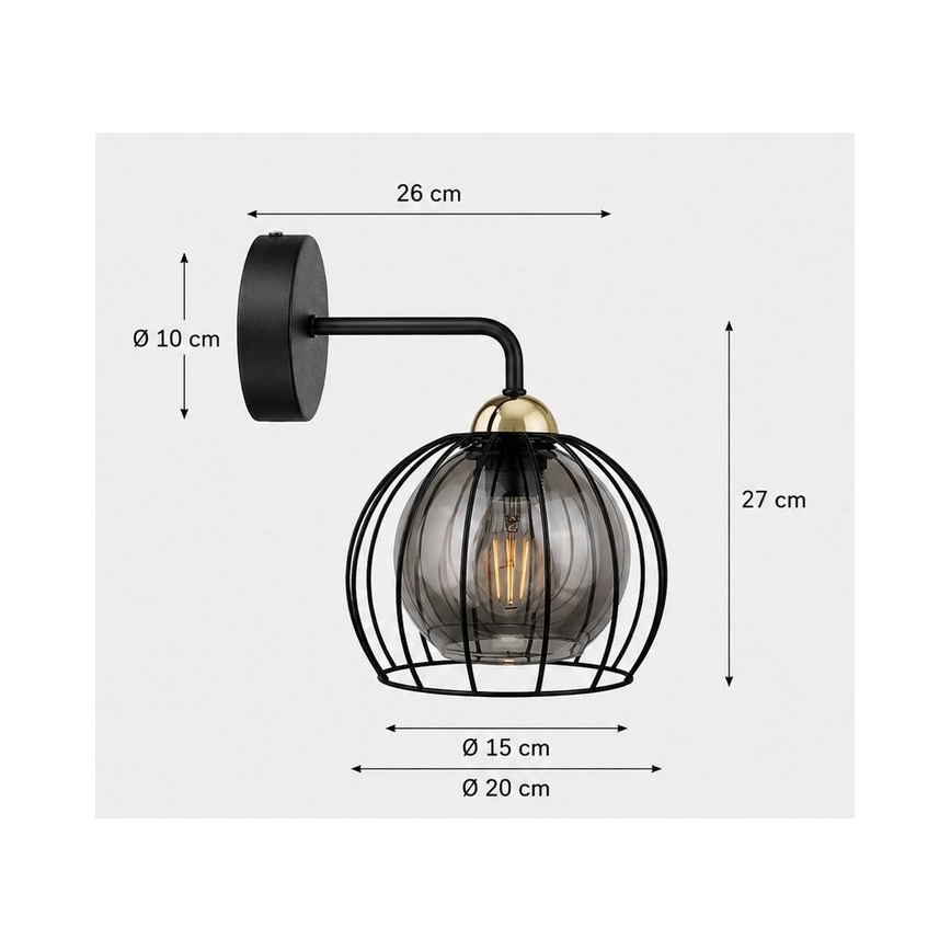 Nástěnné svítidlo SOLO BLACK 1xE27/60W/230V černá/zlatá