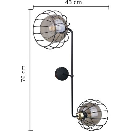 Nástěnné svítidlo SOLO BLACK 2xE27/60W/230V černá/zlatá