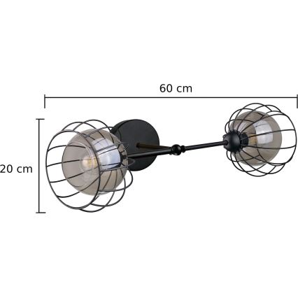 Nástěnné svítidlo SOLO BLACK 2xE27/60W/230V