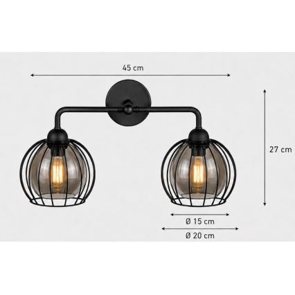 Nástěnné svítidlo SOLO BLACK 2xE27/60W/230V