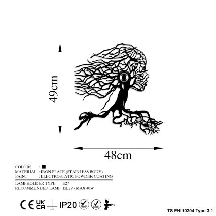 Nástěnné svítidlo TREE WOMAN 1xE27/40W/230V černá
