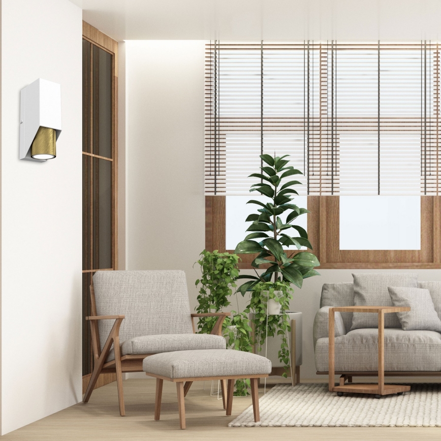 Nástěnné svítidlo WALL 1xGU10/8W/230V bílá/mosaz