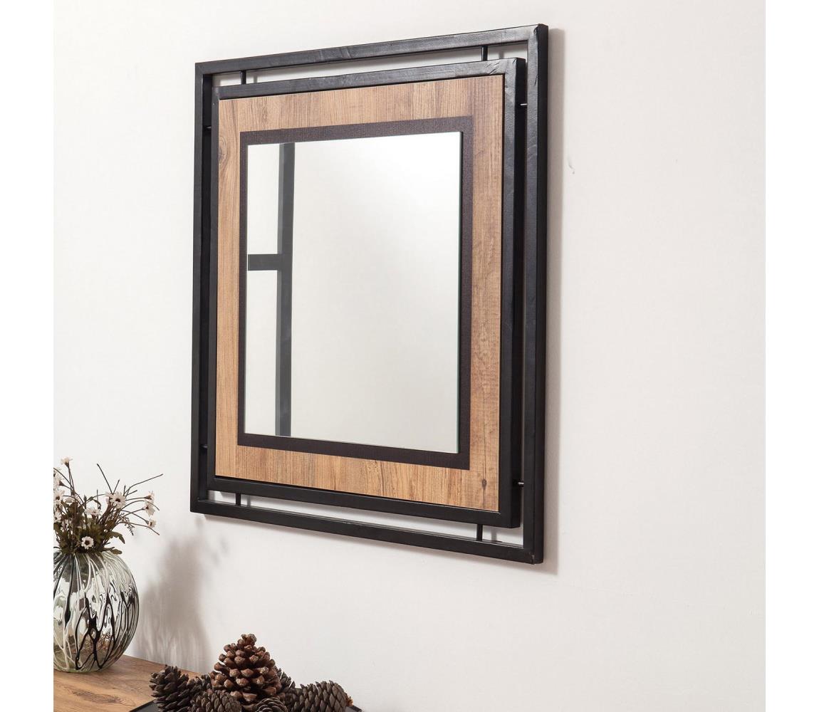 Asir Nástěnné zrcadlo COSMO 70x70 cm hnědá/černá AS0886