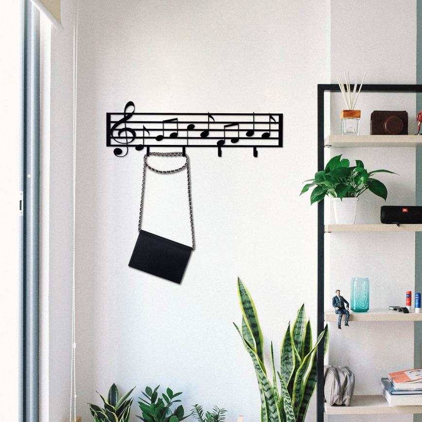 Nástěnnný věšák 60x19 cm noty kov