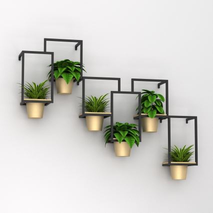 Nástěnný květináč 46x36cm zlatá