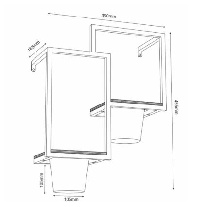 Nástěnný květináč 46x36cm zlatá