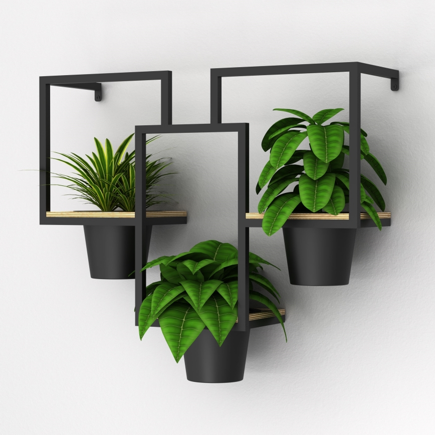 Nástěnný květináč 46x53 cm černá